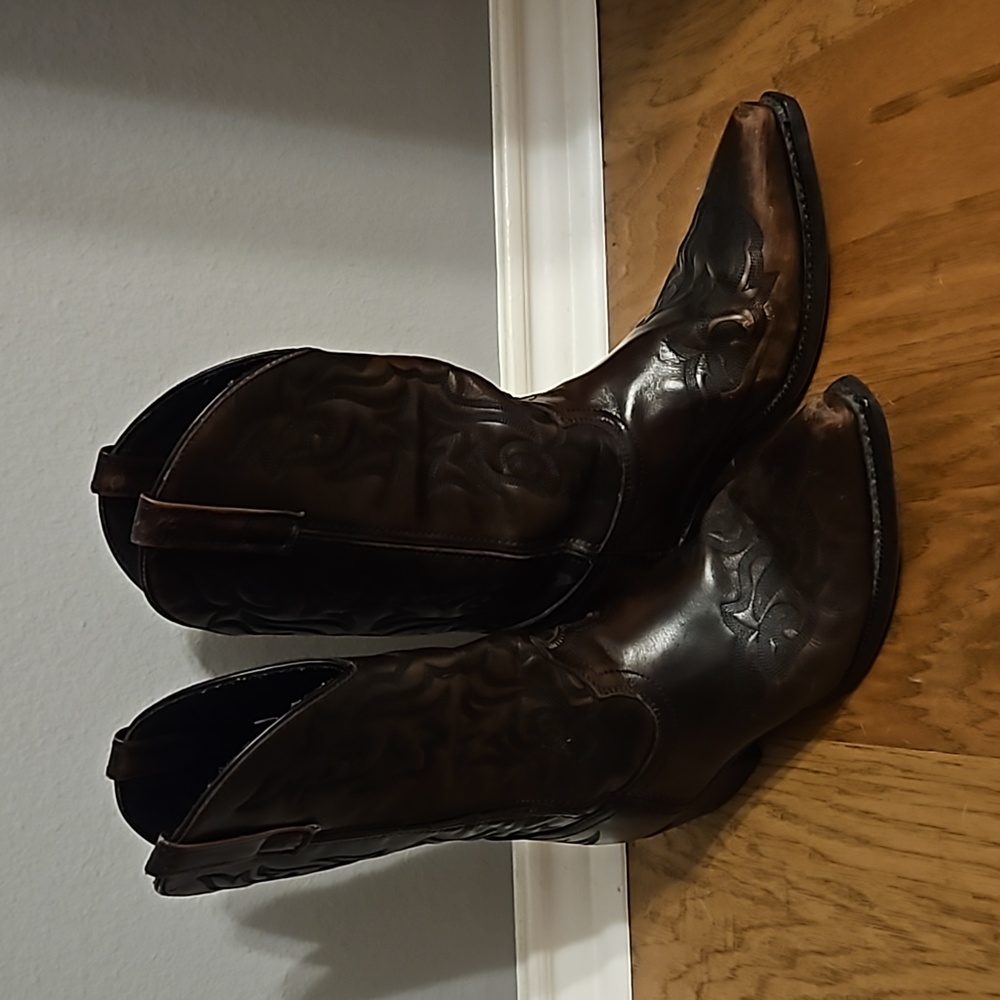 Laredo Men's Hawk Leather Snip Toe Western Cowboy Boot 11D Style6862 Brown Black